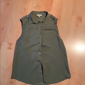 Guess Green Sleeveless Button Up